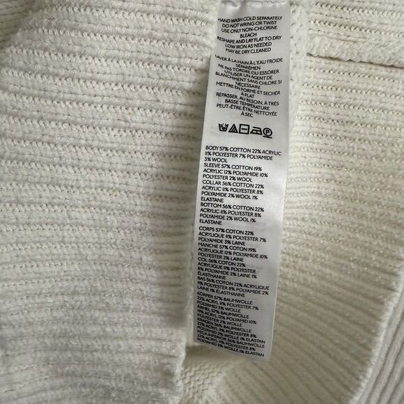 Anthropologie Sweater Womens Large Ivory Wool Blend V-neck Pullover Knit Preppy - Picture 5 of 9